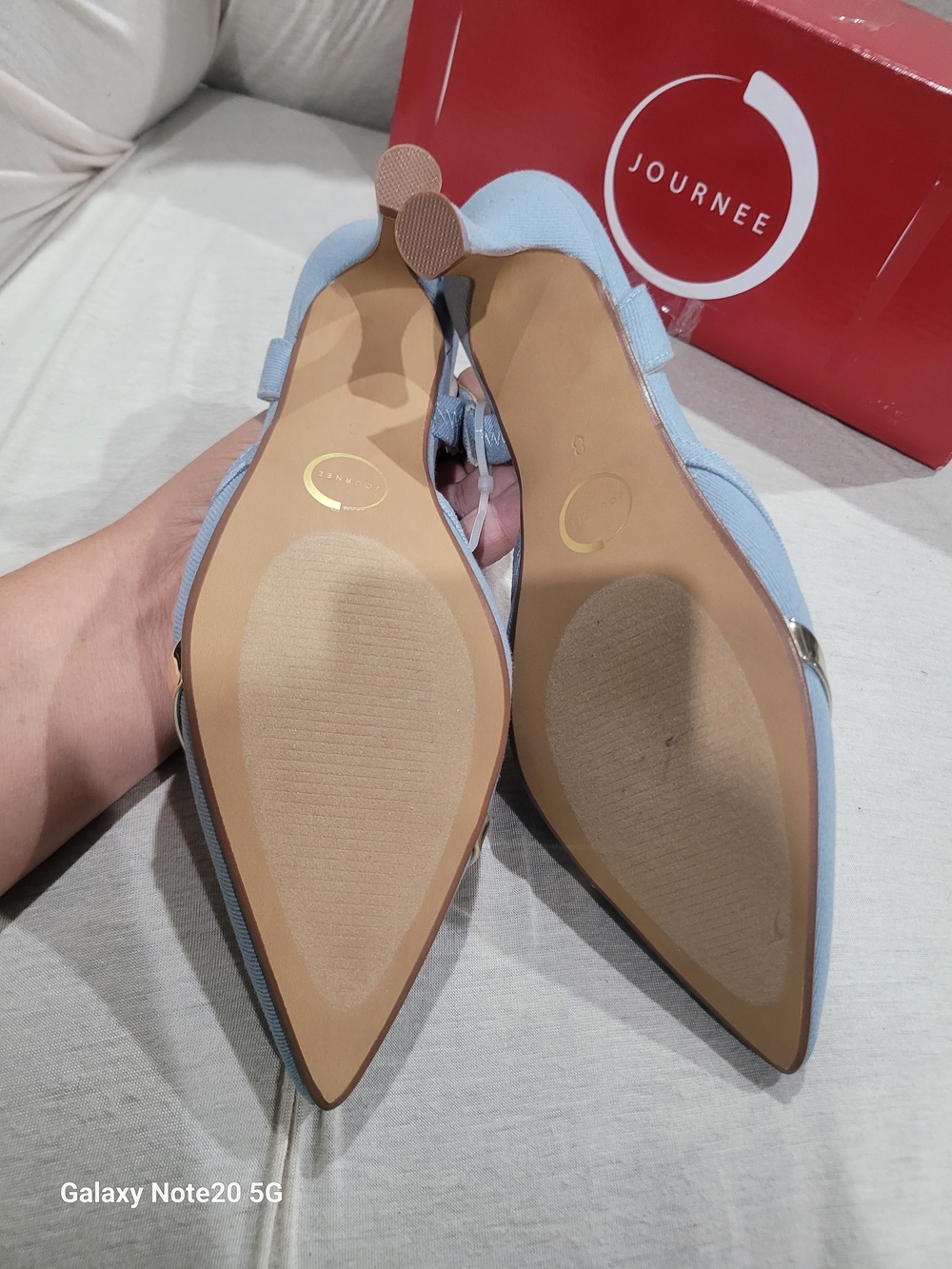 Journee Collection Nellia Denim Slingback Kitten Heel Pumps 8W - Picture 8 of 9